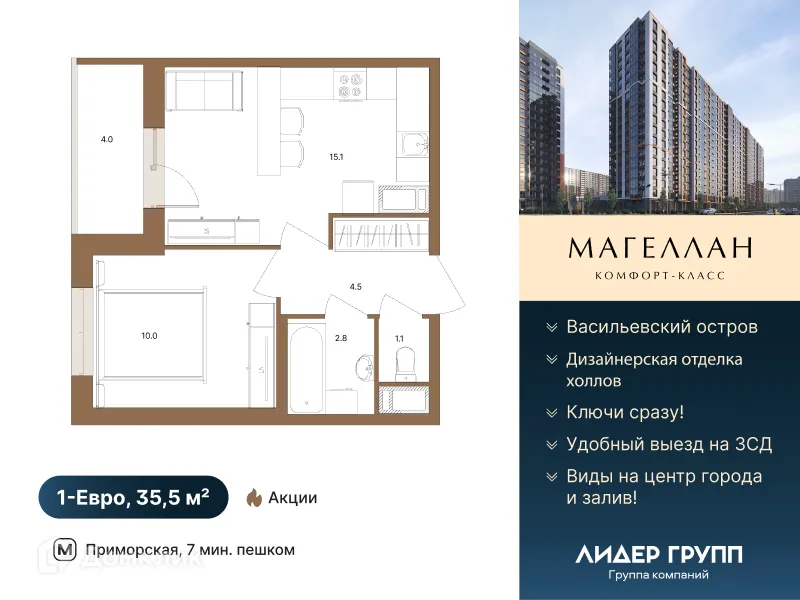 Фото квартиры в ЖК ГАВАНЬ КАПИТАНОВ