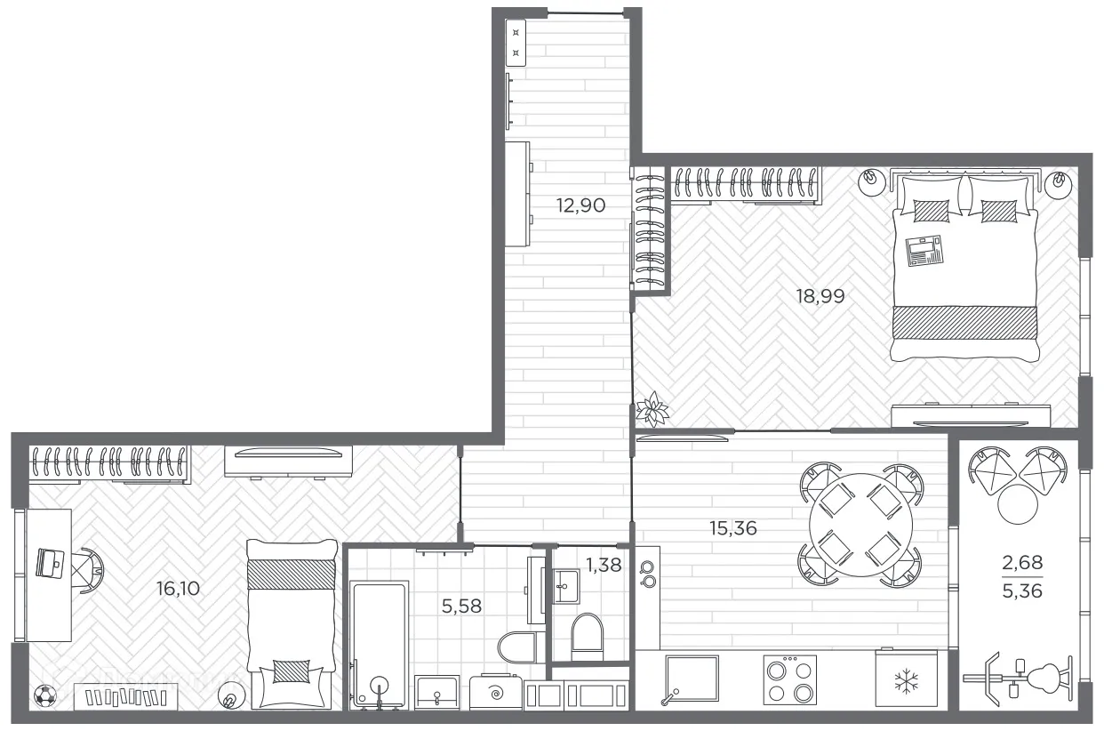 Фото квартиры в ЖК Бакунина 33