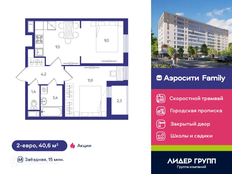 Фото квартиры в ЖК Aerocity Family (Аэросити Фэмили)