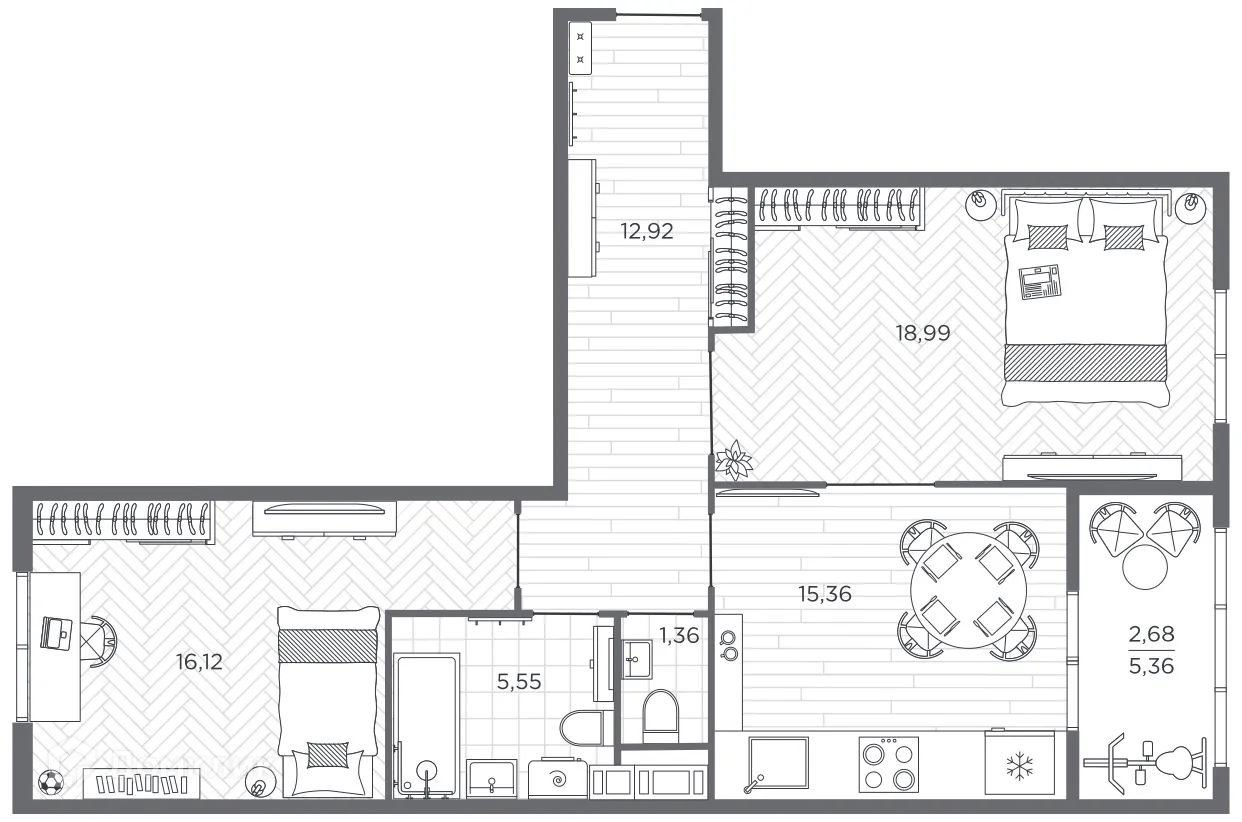 Фото квартиры в ЖК Бакунина 33