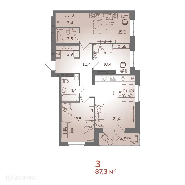 Фото квартиры в ЖК Романовъ комфорт