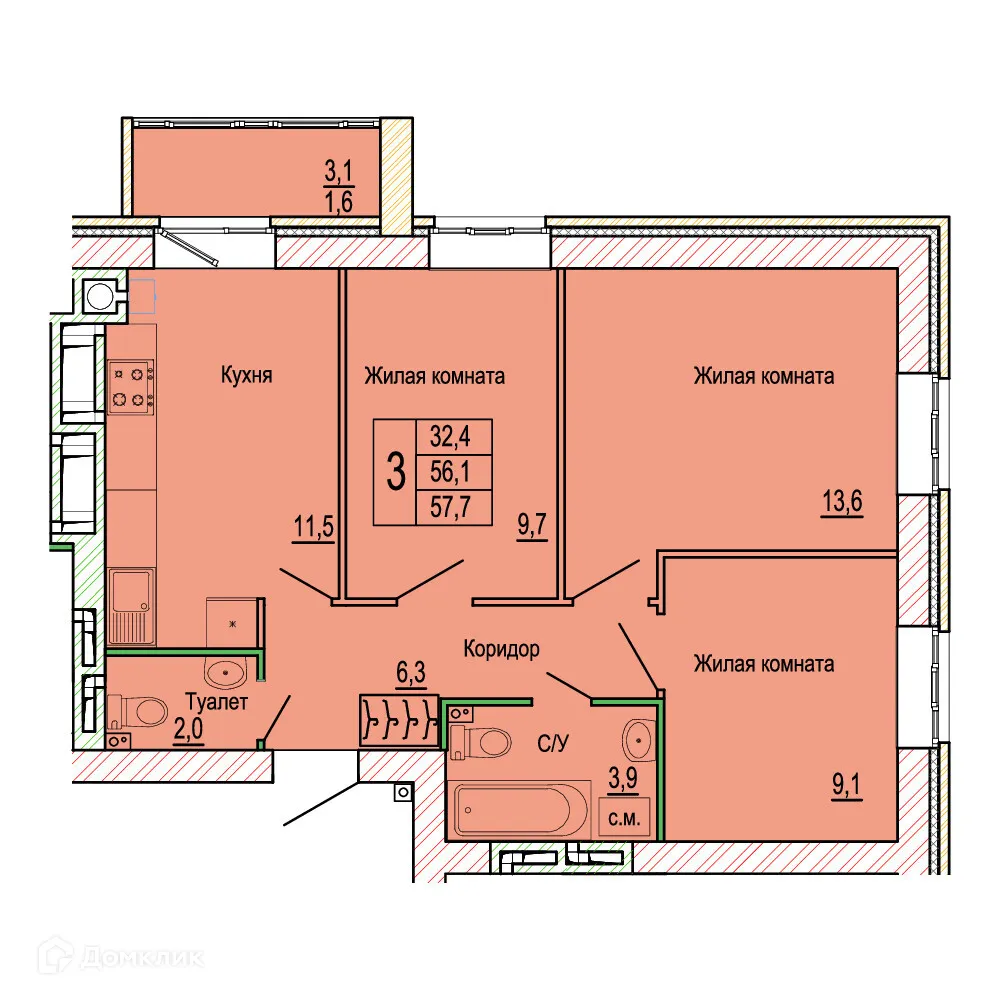 Фото квартиры в ЖК Колизей