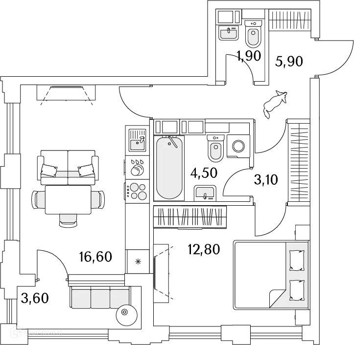 Фото квартиры в ЖК "Тайм Сквер"