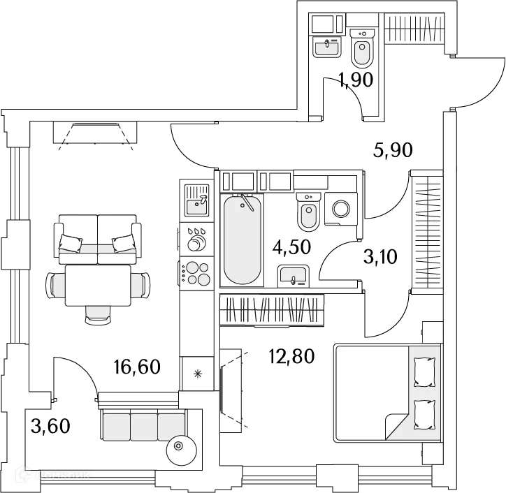 Фото квартиры в ЖК "Тайм Сквер"