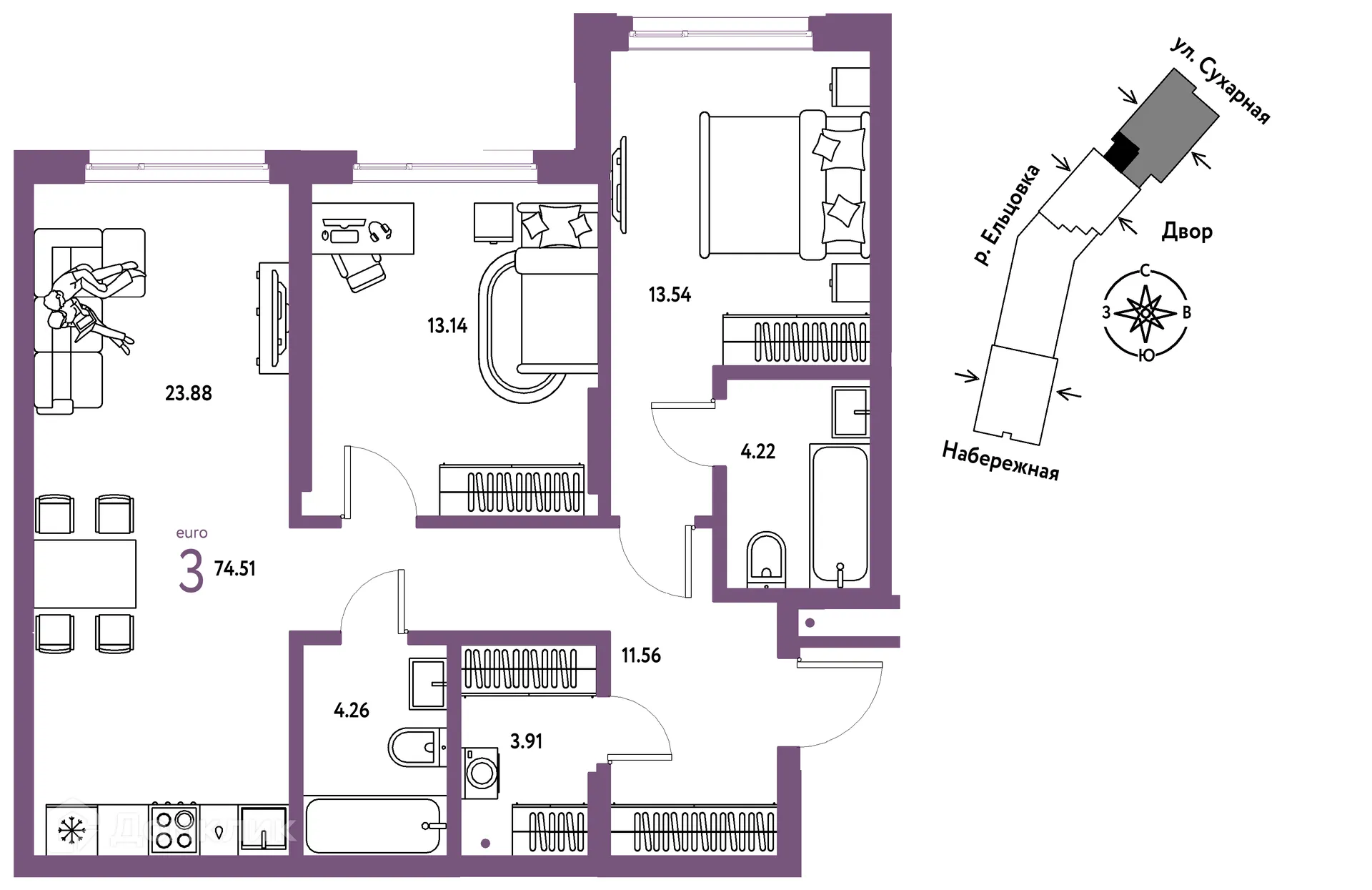 Фото квартиры в ЖК Страна.Береговая