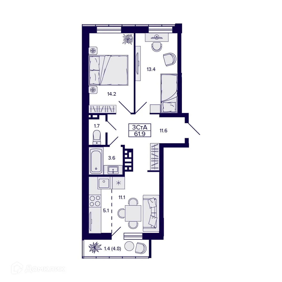 Фото квартиры в ЖК  GORIZONT  (ГОРИЗОНТ)