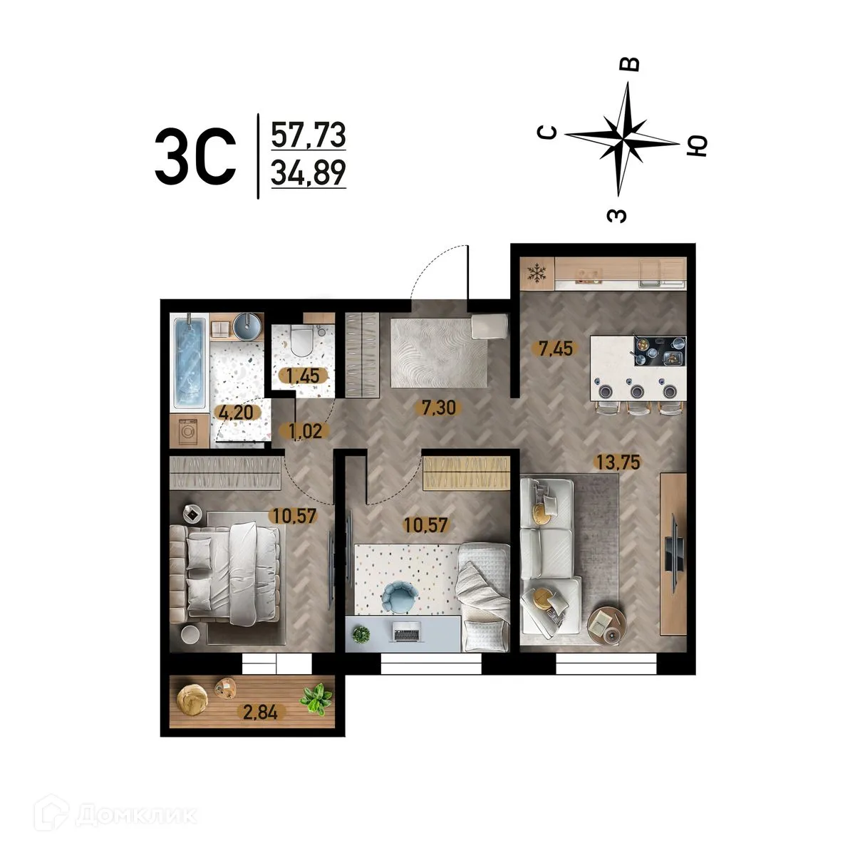 Фото квартиры в ЖК "Радуга Сибири"