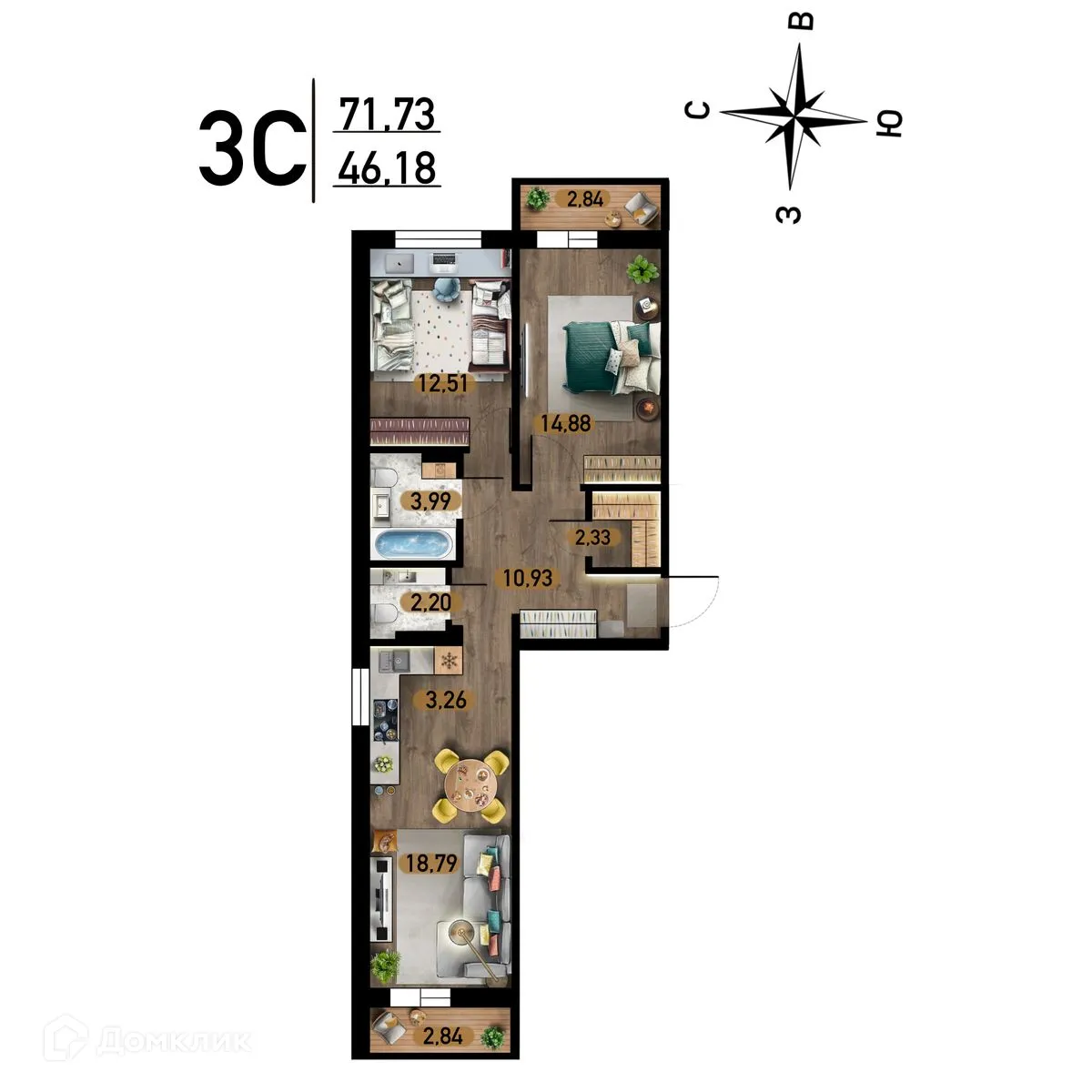 Фото квартиры в ЖК "Радуга Сибири"