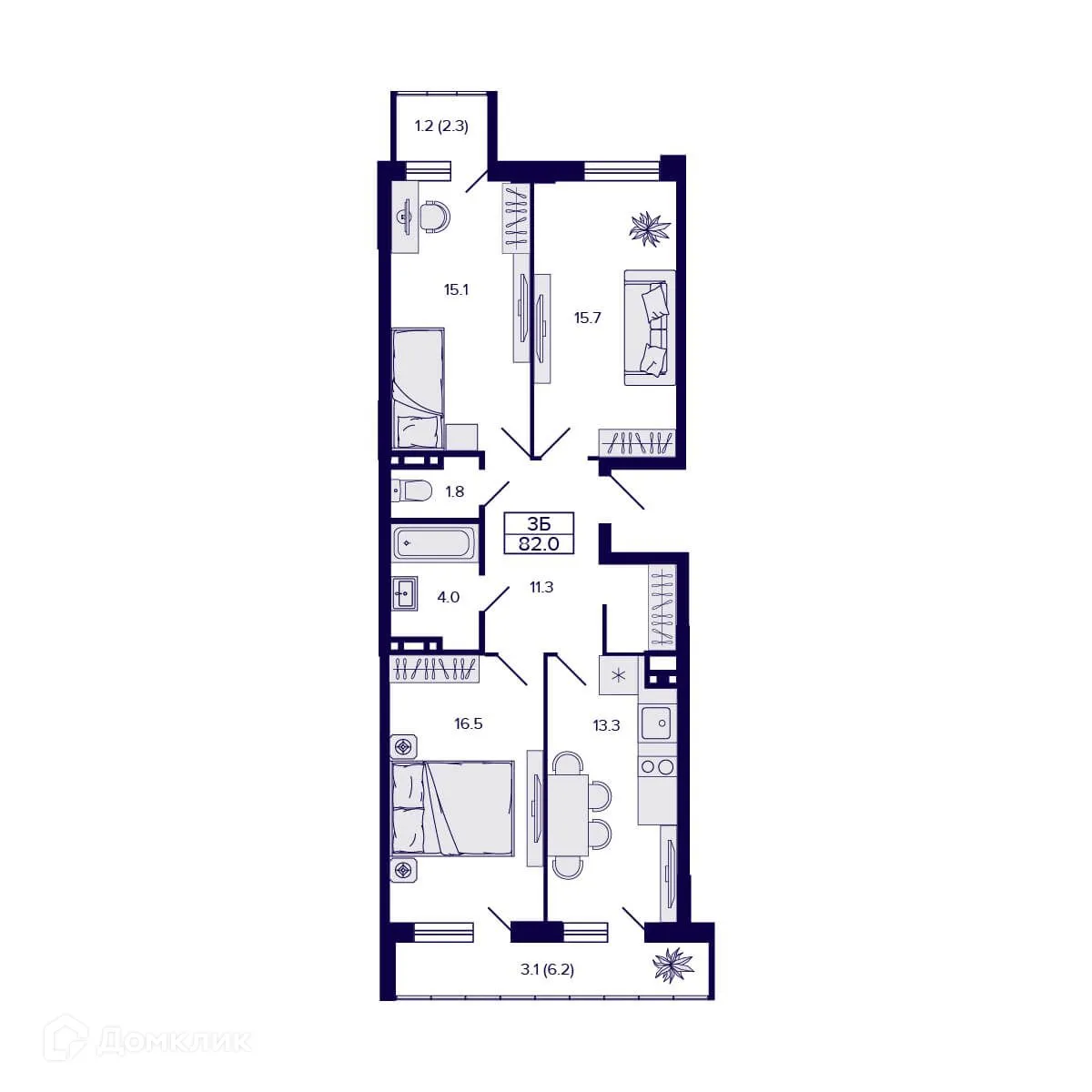 Фото квартиры в ЖК  GORIZONT  (ГОРИЗОНТ)