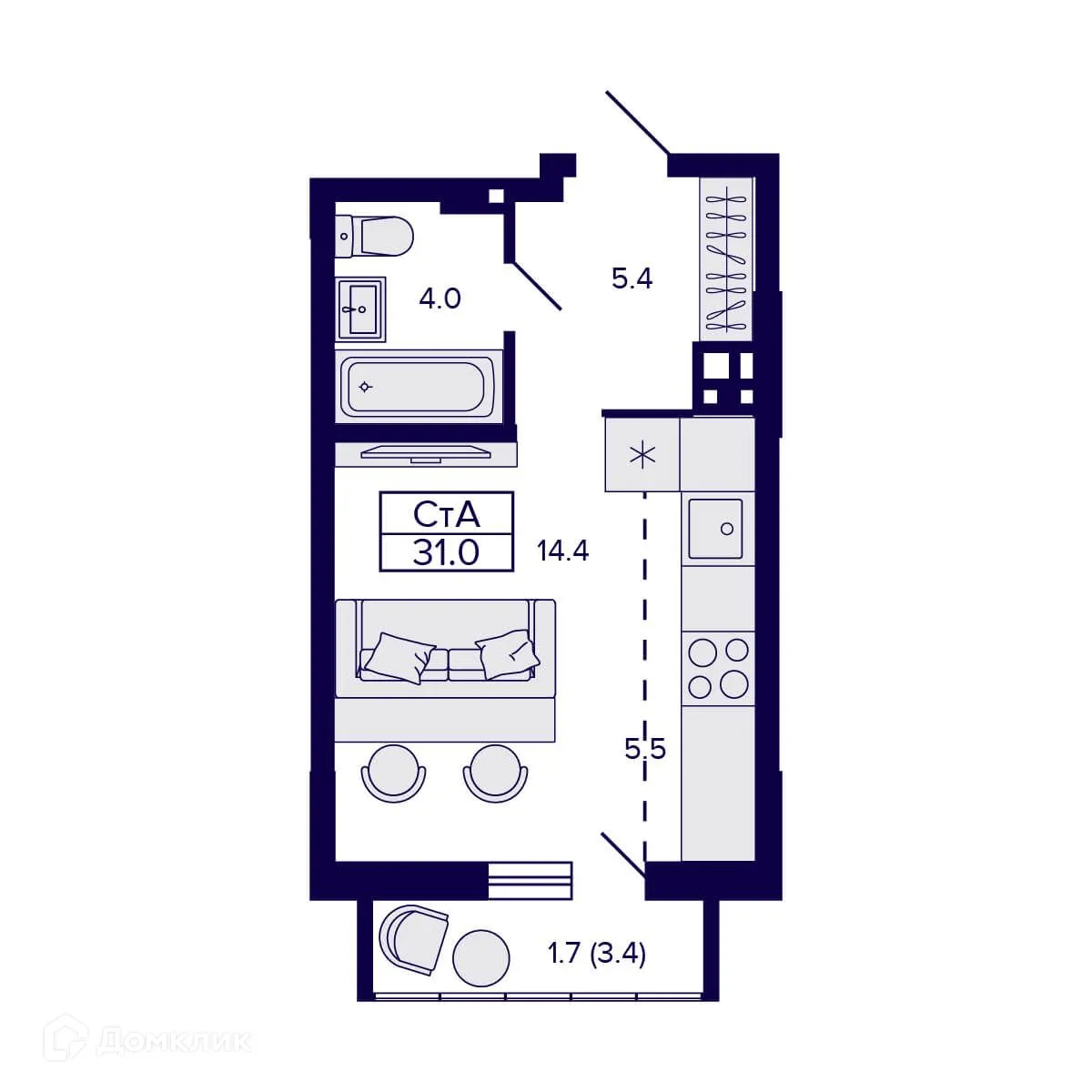 Фото квартиры в ЖК  GORIZONT  (ГОРИЗОНТ)