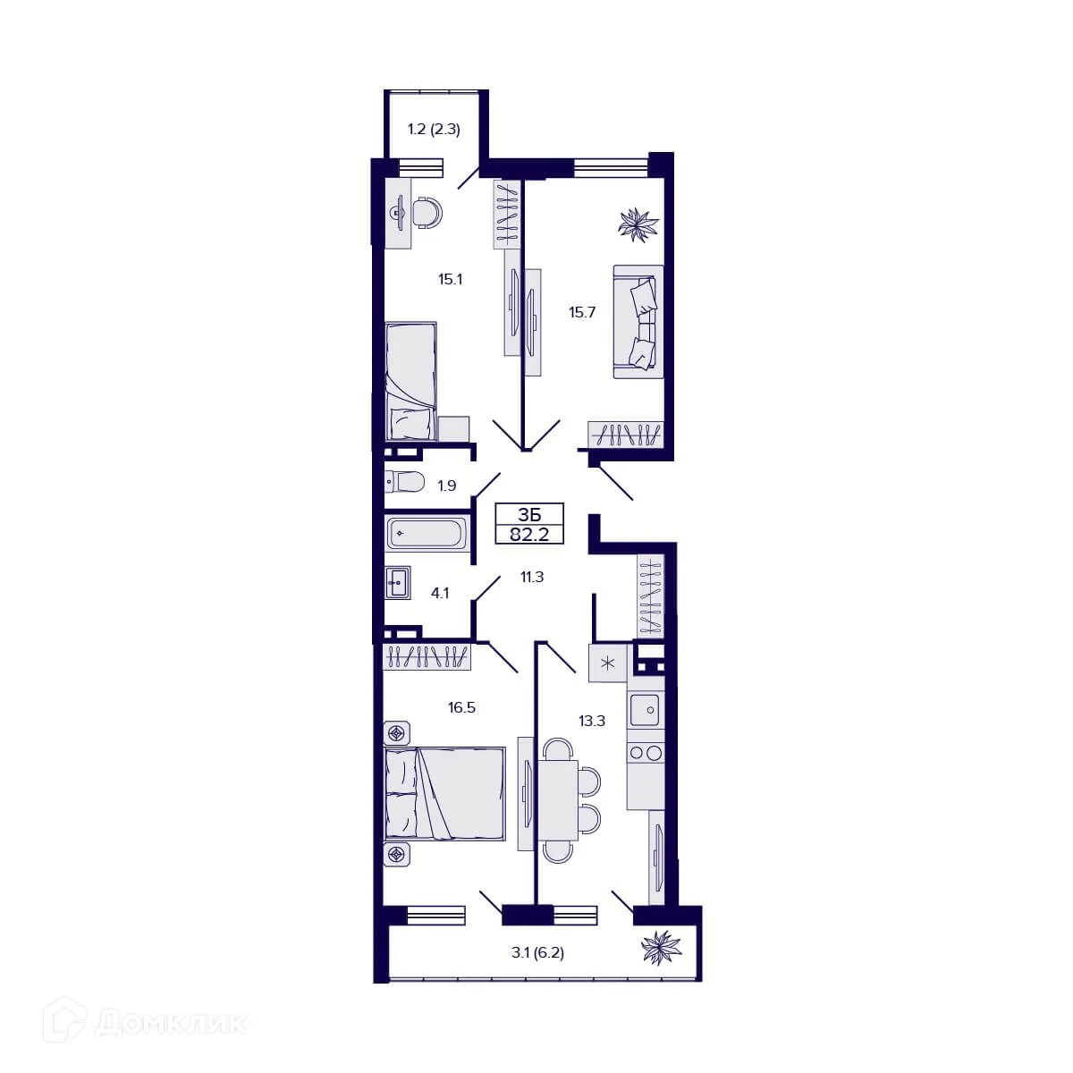 Фото квартиры в ЖК  GORIZONT  (ГОРИЗОНТ)