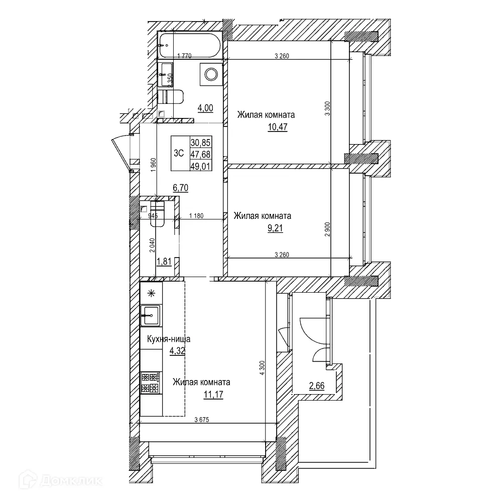Фото квартиры в ЖК Комсомольский проспект