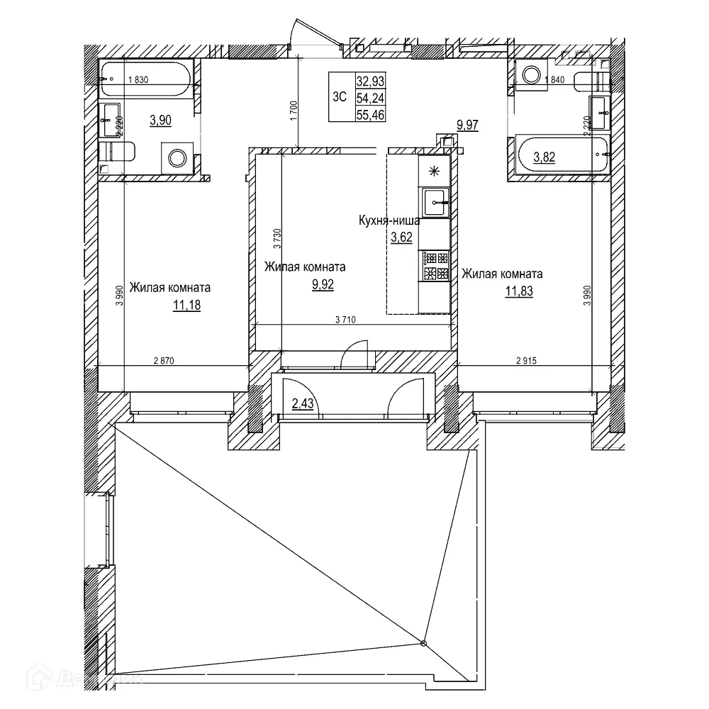 Фото квартиры в ЖК Комсомольский проспект