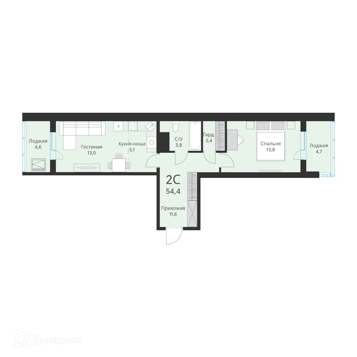 Фото квартиры в ЖК "Ежевика"