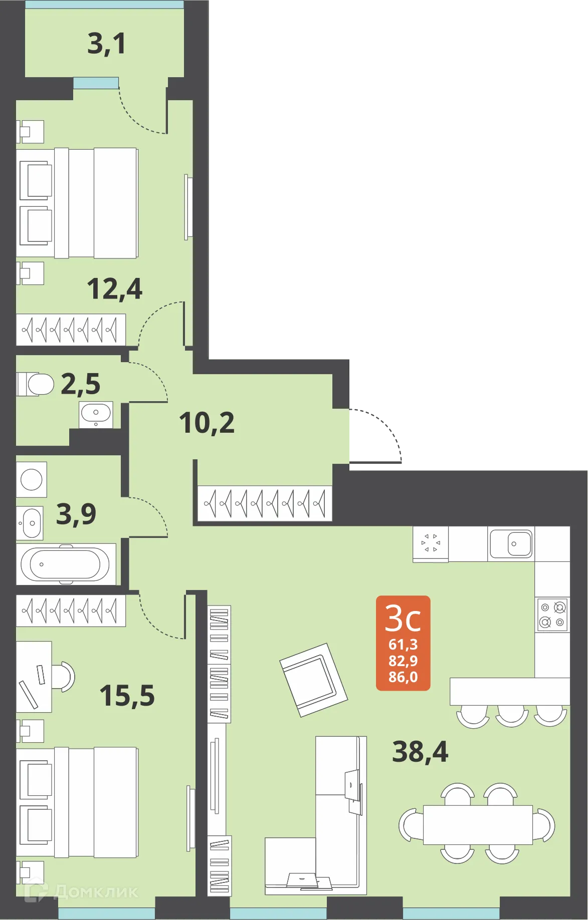 Фото квартиры в ЖК Тайгинский парк
