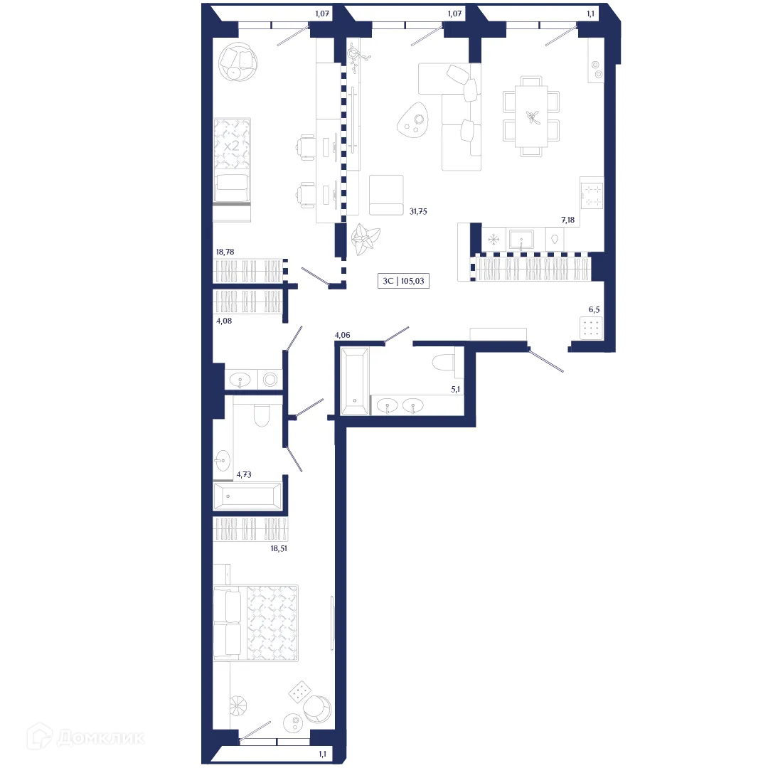 Фото квартиры в ЖК Unity Center (Юнити Центр)