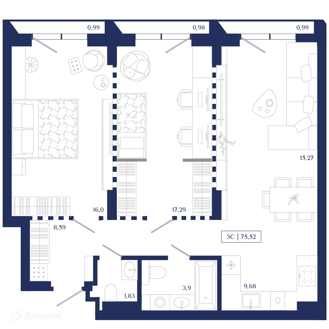 Фото квартиры в ЖК Unity Center (Юнити Центр)