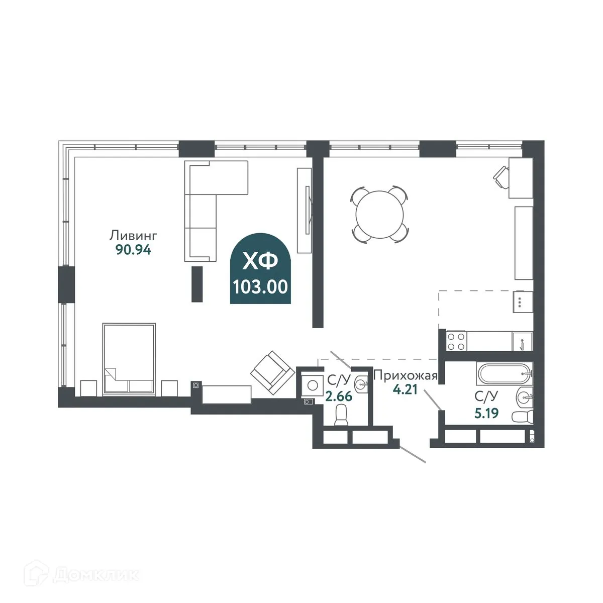 Фото квартиры в ЖК Жилой Небоскрёб Тихомиров