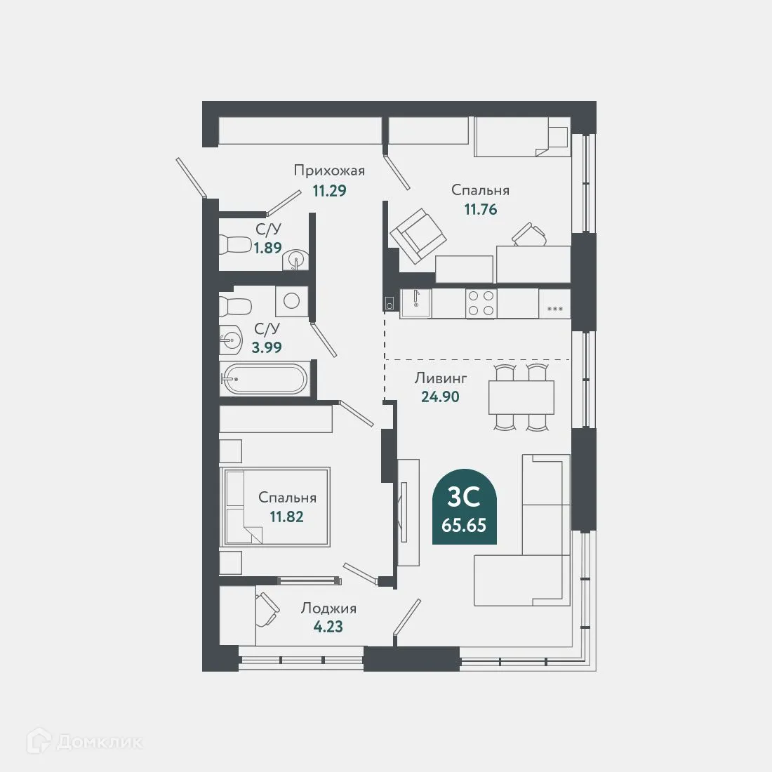 Фото квартиры в ЖК Жилой Небоскрёб Тихомиров