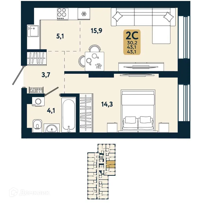 Фото квартиры в ЖК Первый на Есенина