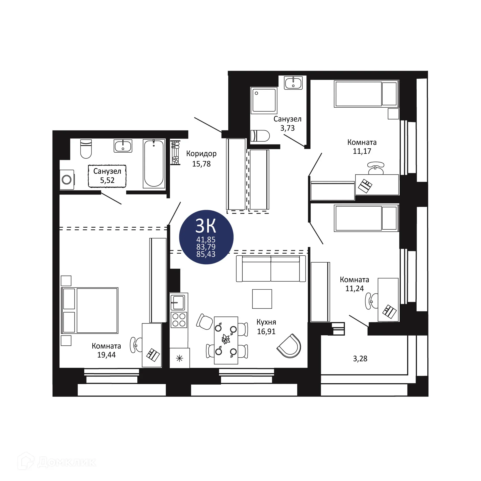 Фото квартиры в ЖК "Первый на Рябиновой"