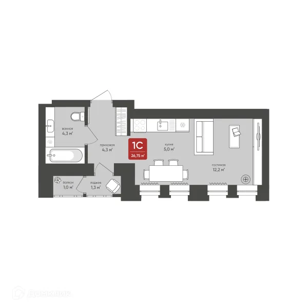 Студия квартиры в Новосибирске новостройки
