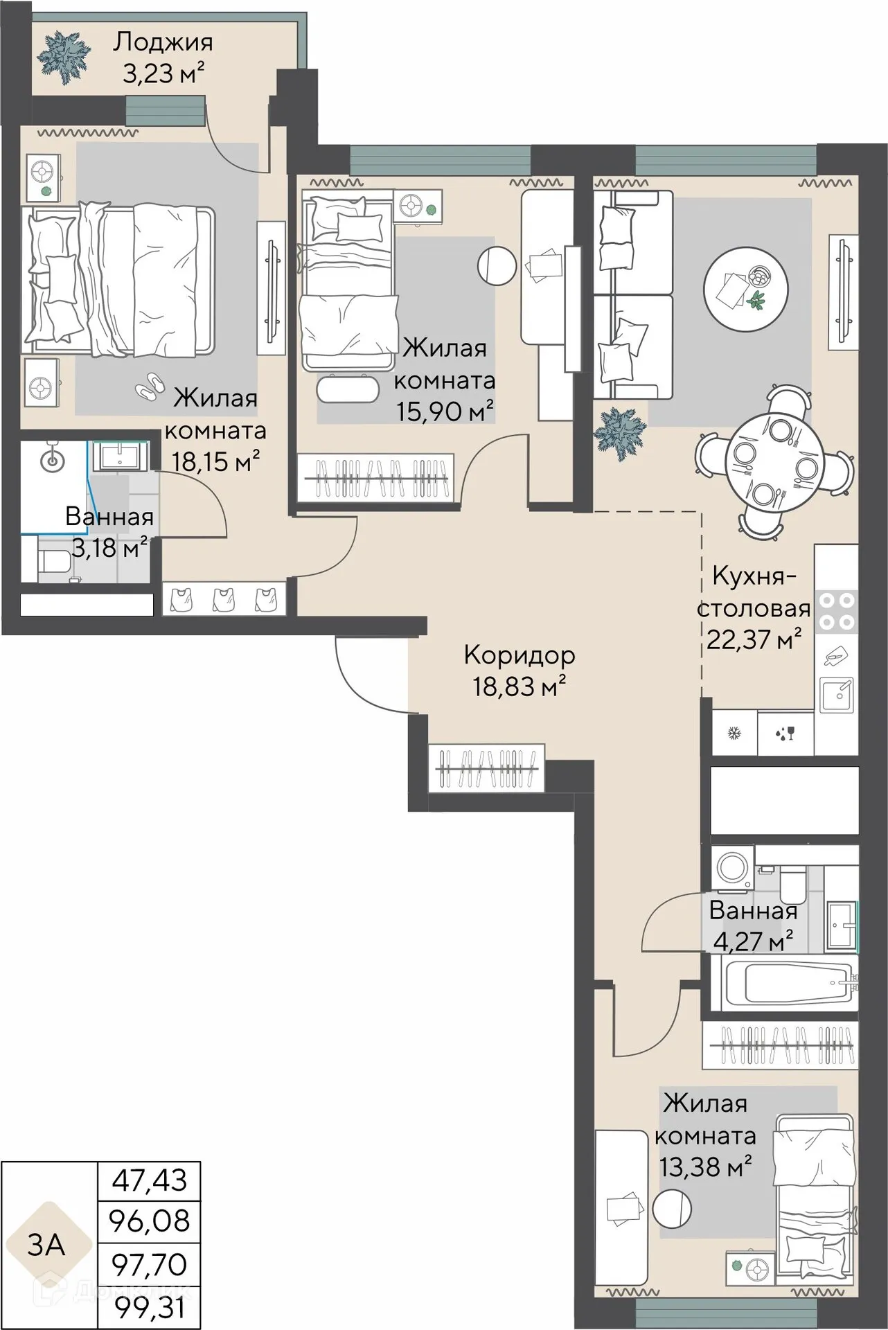 Фото квартиры в ЖК "Изумрудный бор"