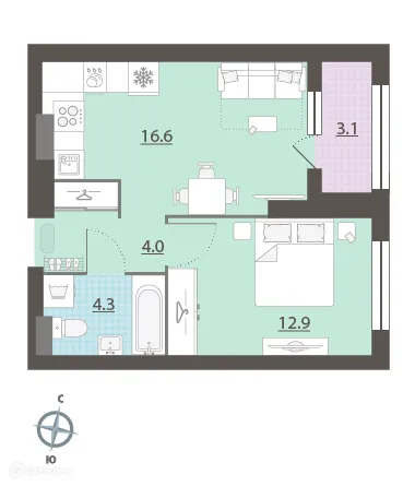 Фото квартиры в ЖК Азина 16