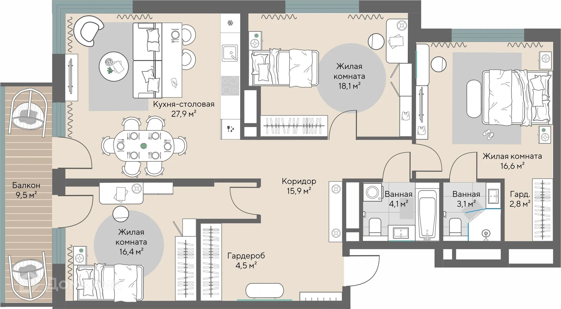 Фото квартиры в ЖК Нагорный