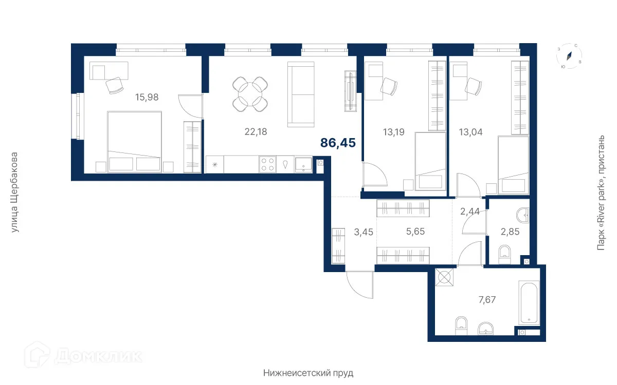 Фото квартиры в ЖК Атлас Ривер