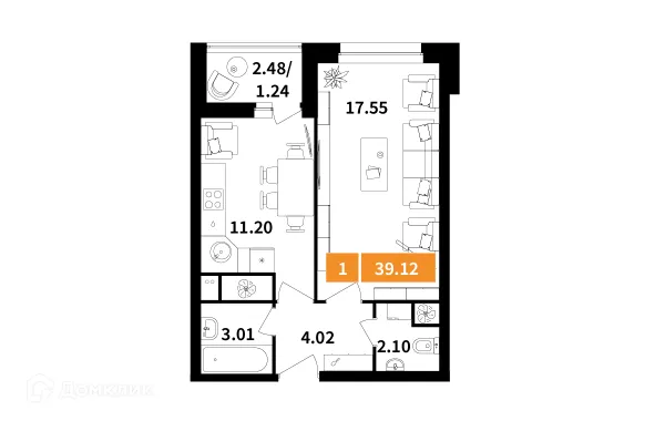 Планировка 2 комн. в ЖК Планерный квартал