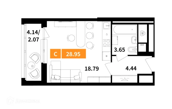Планировка Студия в ЖК Планерный квартал