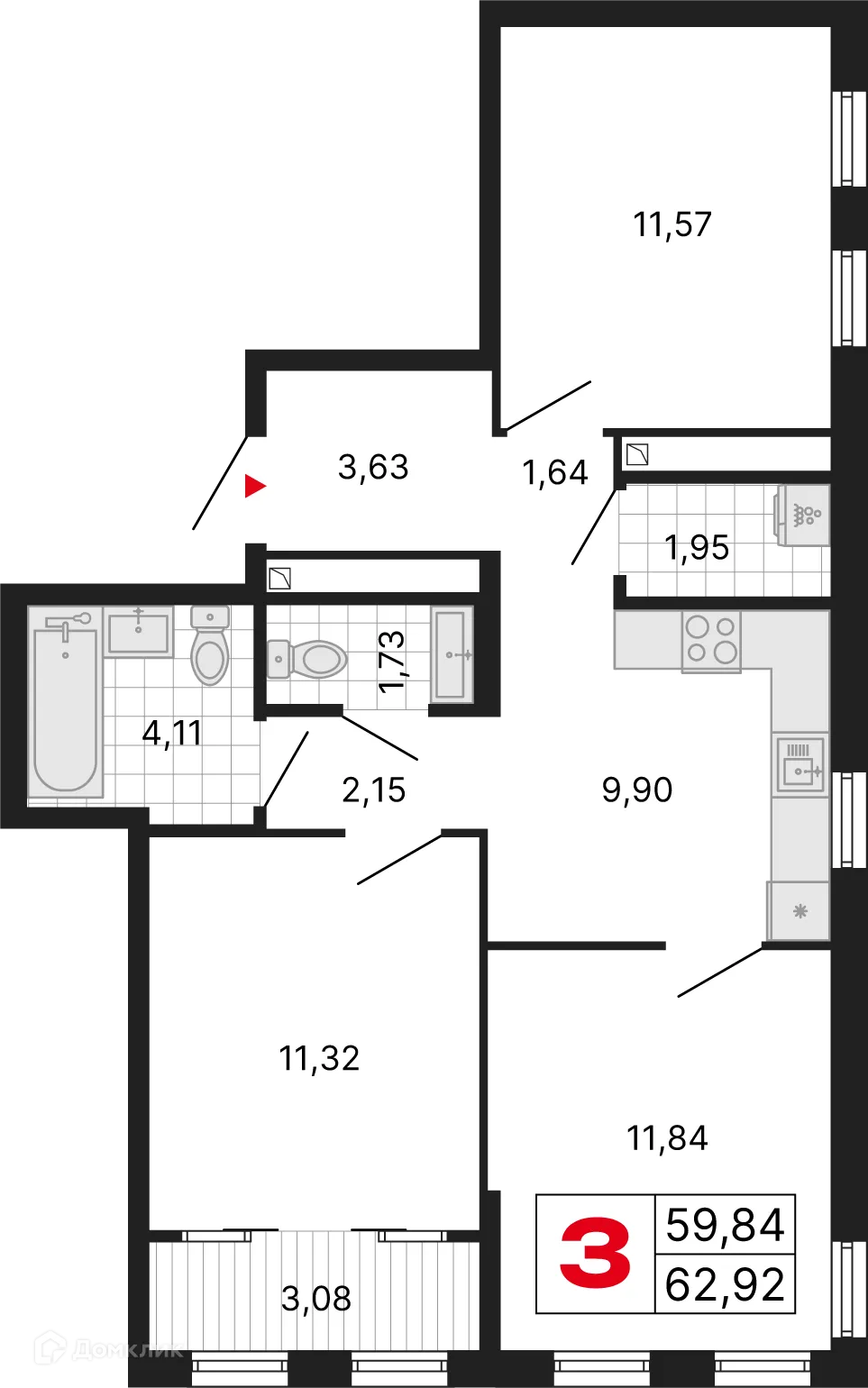 Фото квартиры в ЖК ДНК. Дом на Куйбышева