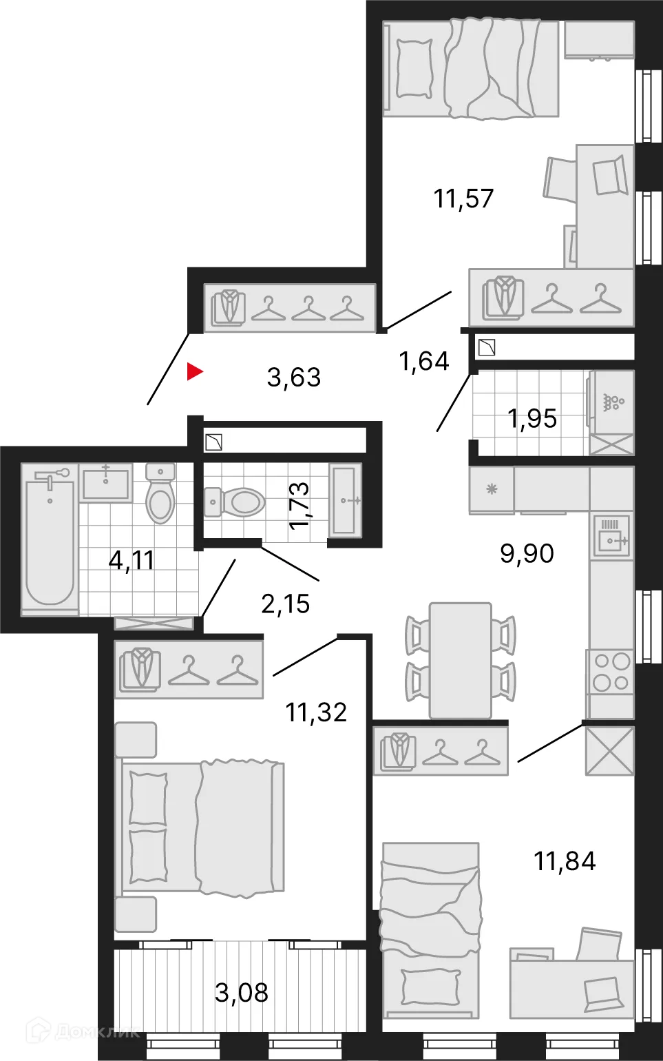 Фото квартиры в ЖК ДНК. Дом на Куйбышева
