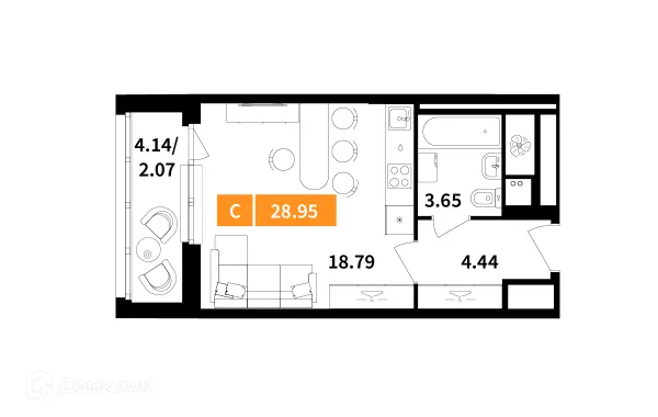 Планировка Студия в ЖК Планерный квартал