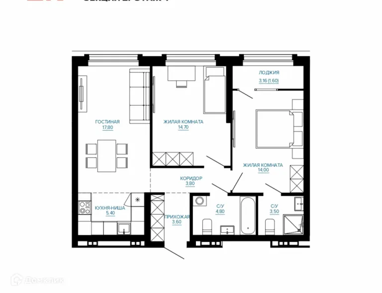 Фото квартиры в ЖК Доминанта