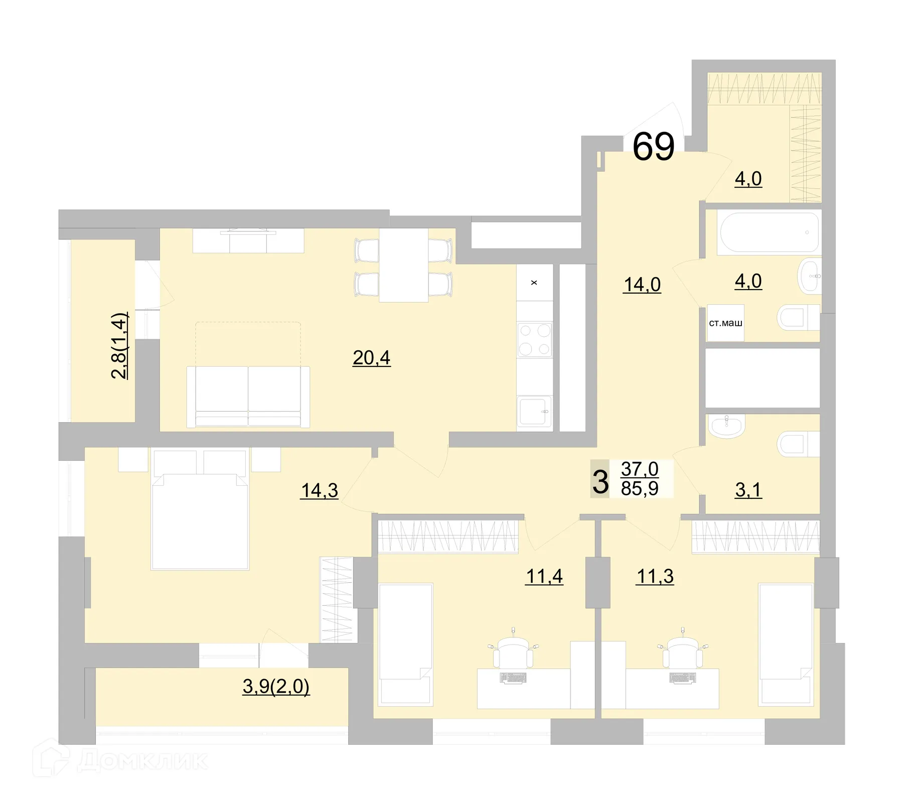 Фото квартиры в ЖК Философия Идеалистов на Черкасской