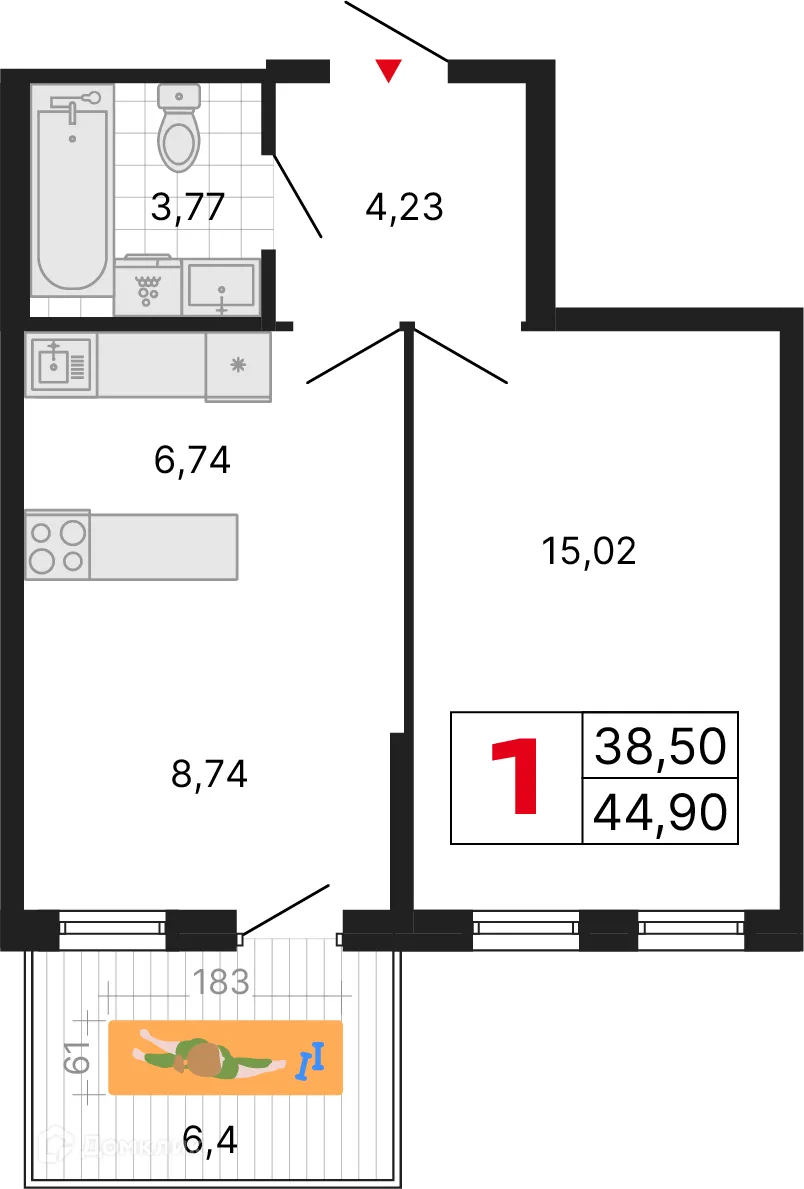 Фото квартиры в ЖК ДНК. Дом на Куйбышева