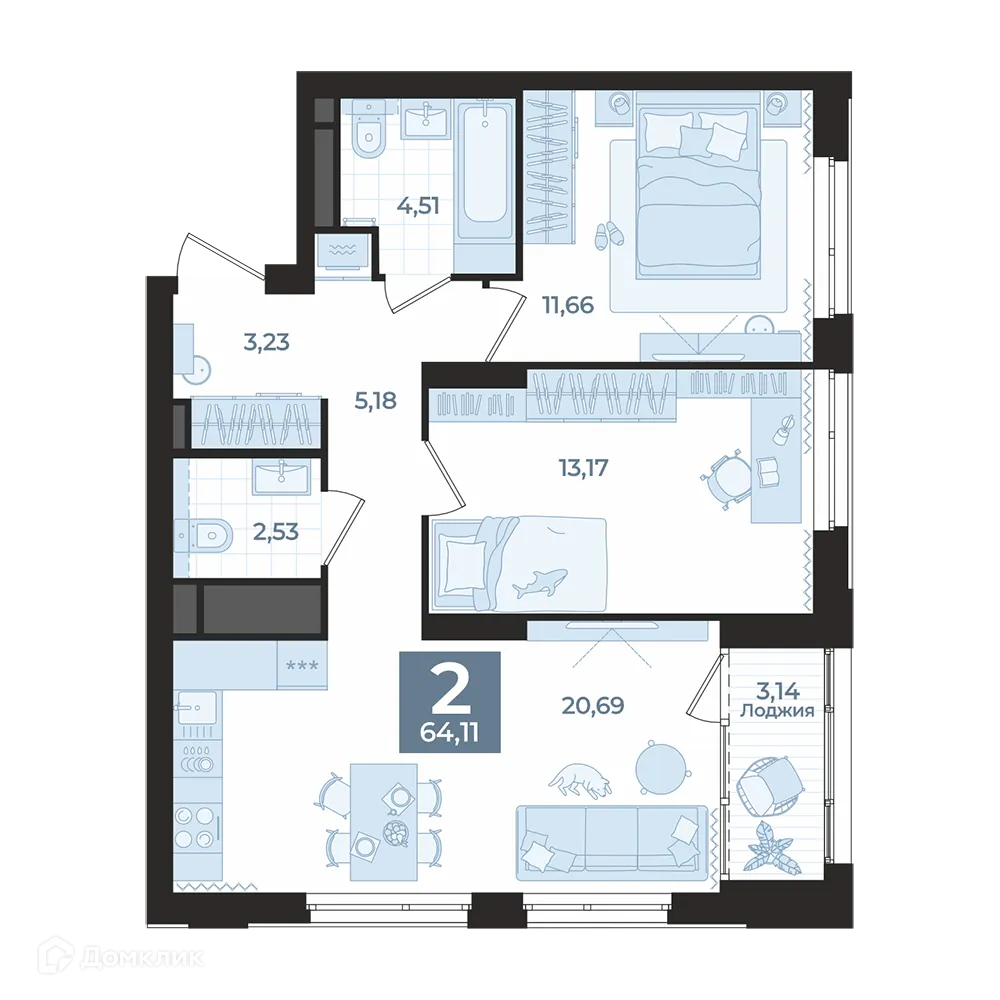 Фото квартиры в ЖК Жилой комплекс Б.26
