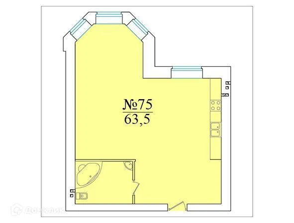 Планировка 1 комн. в ЖК БЕРЕГ