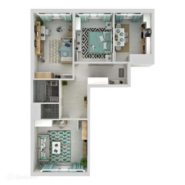 Планировка 3 комн. в ЖК "Две Столицы"