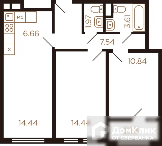 Планировка 3 комн. в ЖК Миниполис Рафинад
