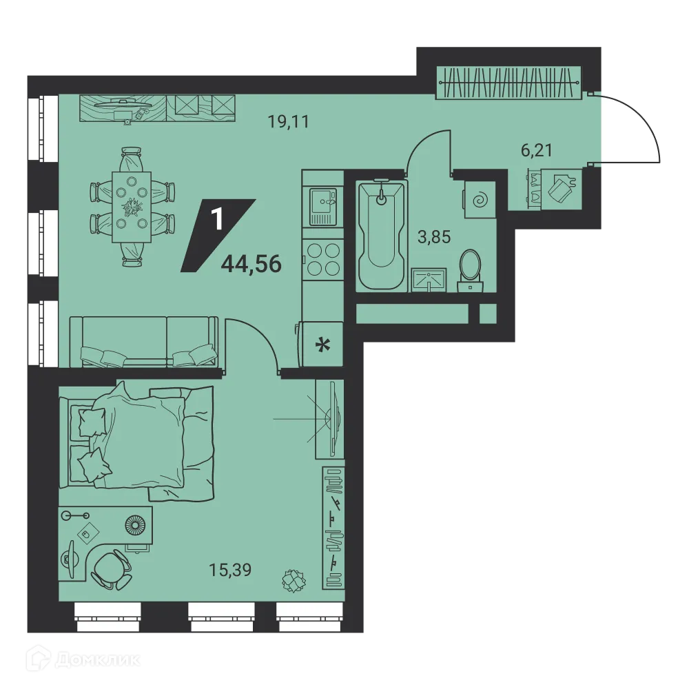 Фото квартиры в ЖК Жилые высотки H2O