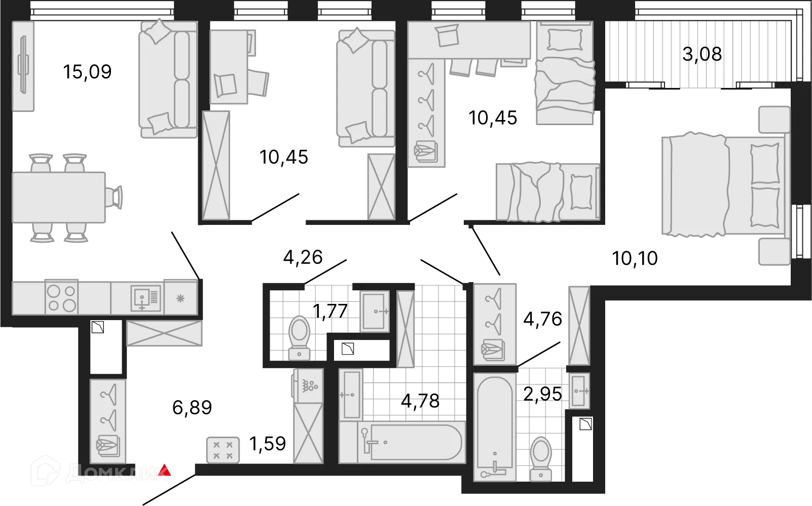 Фото квартиры в ЖК ДНК. Дом на Куйбышева