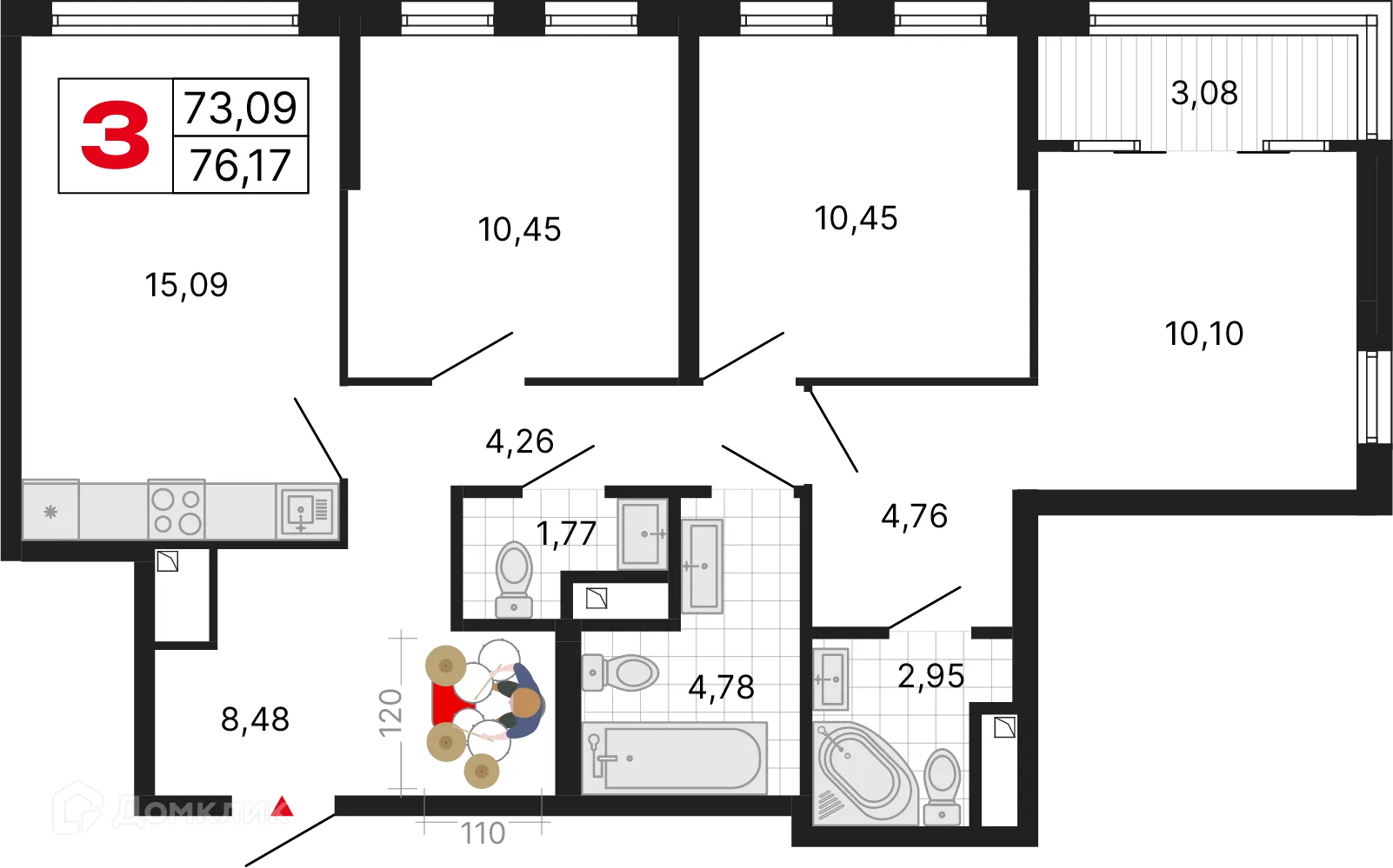 Фото квартиры в ЖК ДНК. Дом на Куйбышева