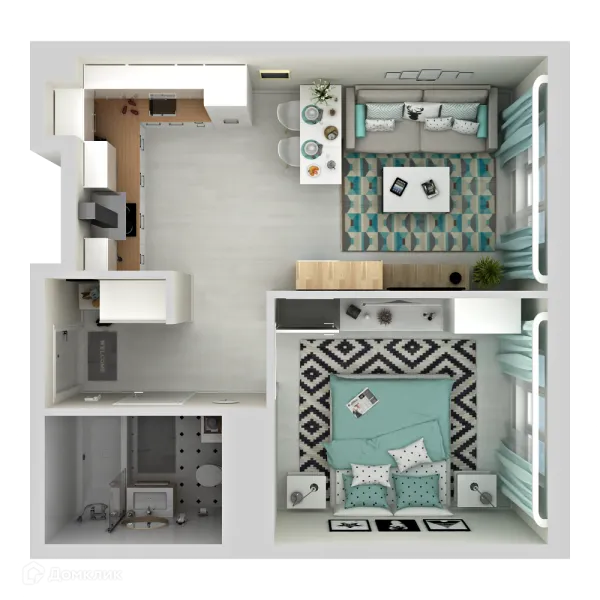 Планировка 1 комн. в ЖК "Две Столицы"