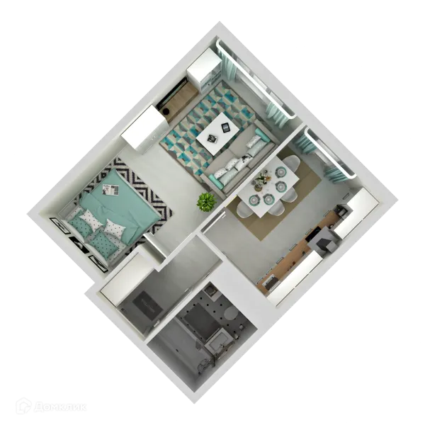 Планировка 1 комн. в ЖК "Две Столицы"