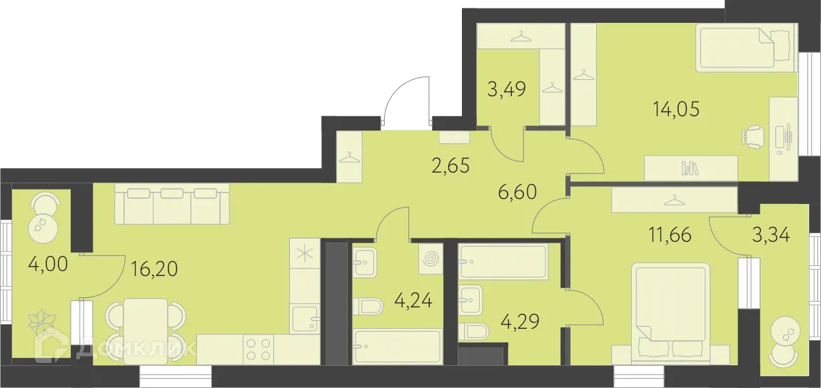 Фото квартиры в ЖК Новая Олимпика