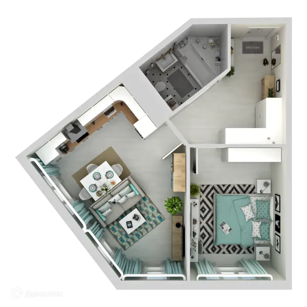 Планировка 1 комн. в ЖК "Две Столицы"