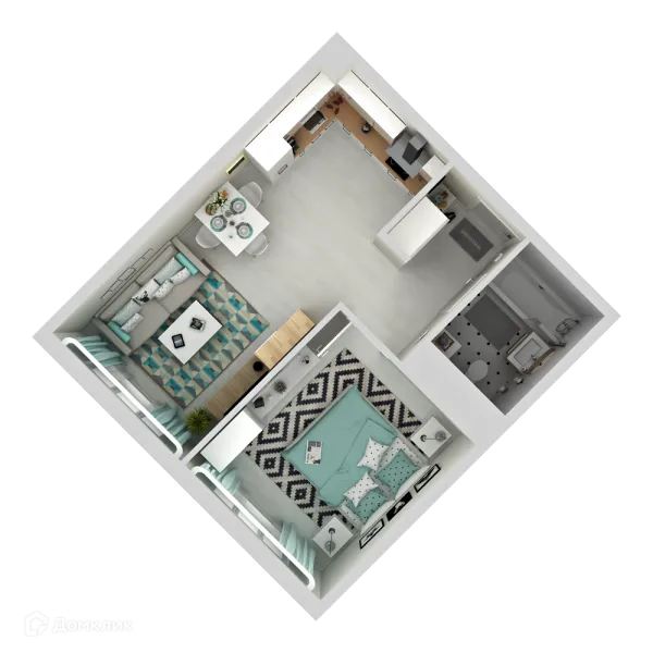 Планировка 1 комн. в ЖК "Две Столицы"